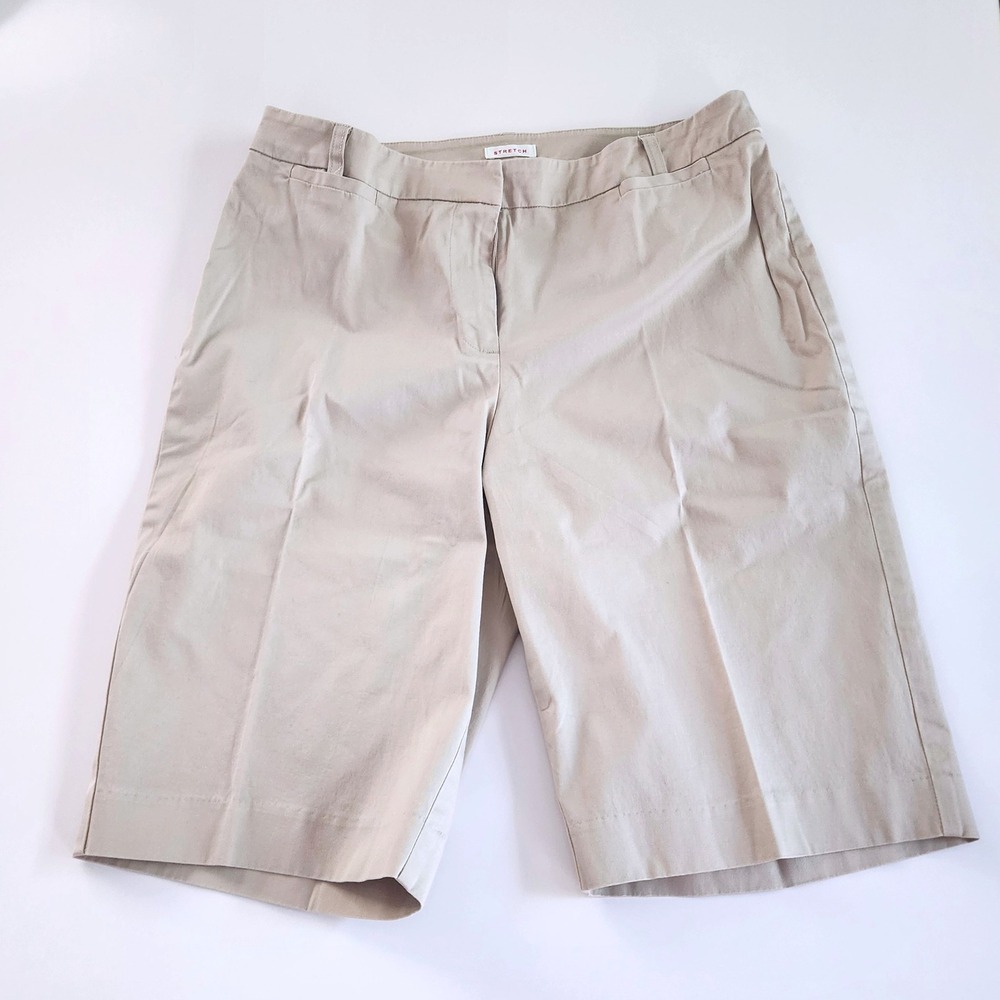 Anne Klein Sport Shorts Womens 10P Beige Bermuda Stretch Golf Casual Classy‎